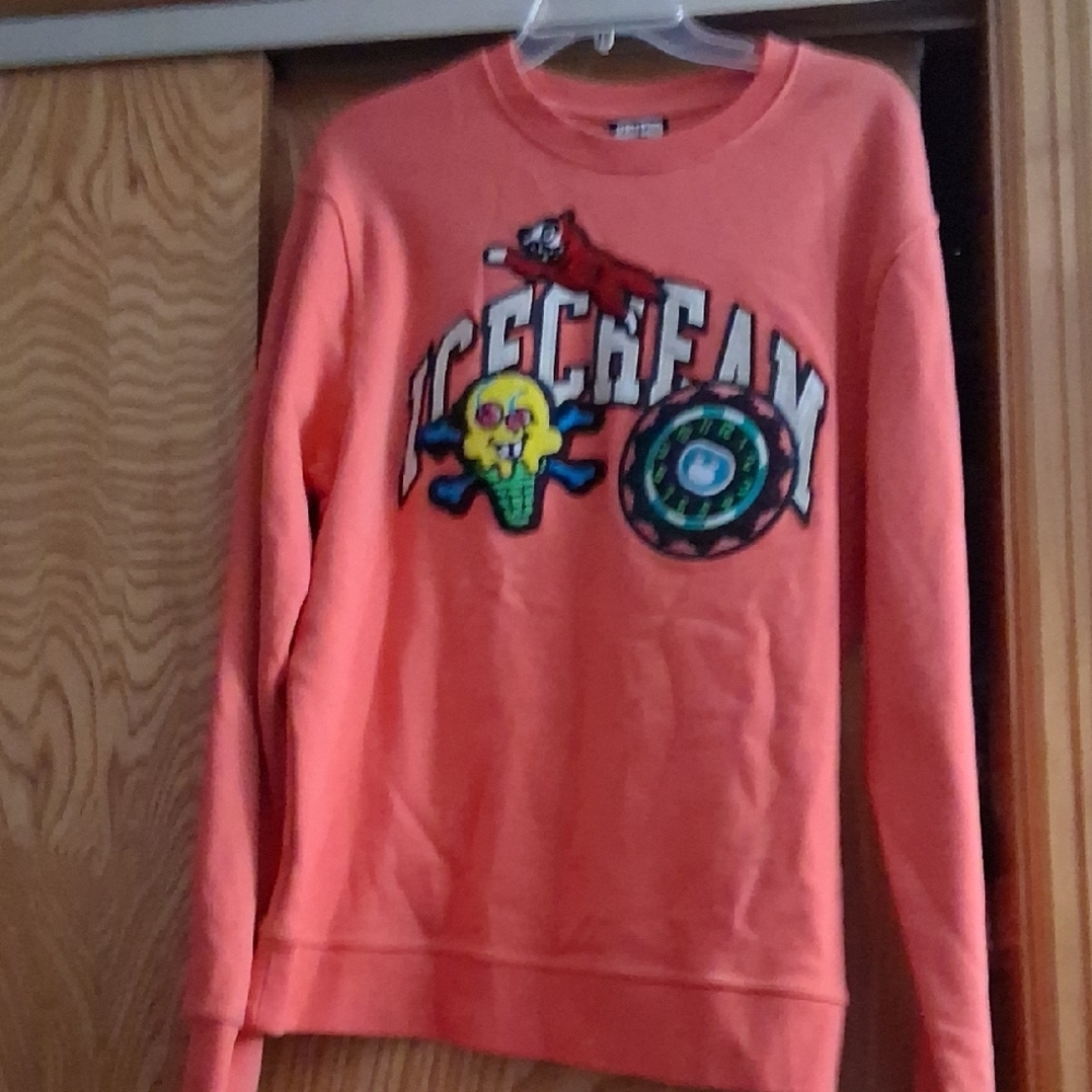 Icecream Bright Orange Graphic Crewneck Sweater